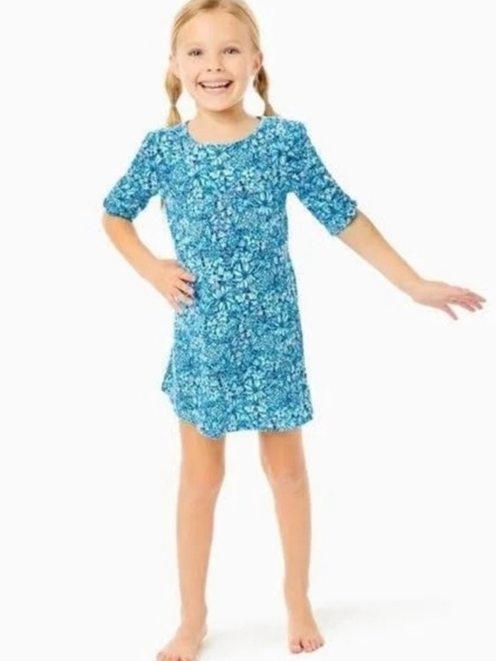 Lilly Pulitzer Mini Belden Cumulus Blue Blooming Together T shirt dress